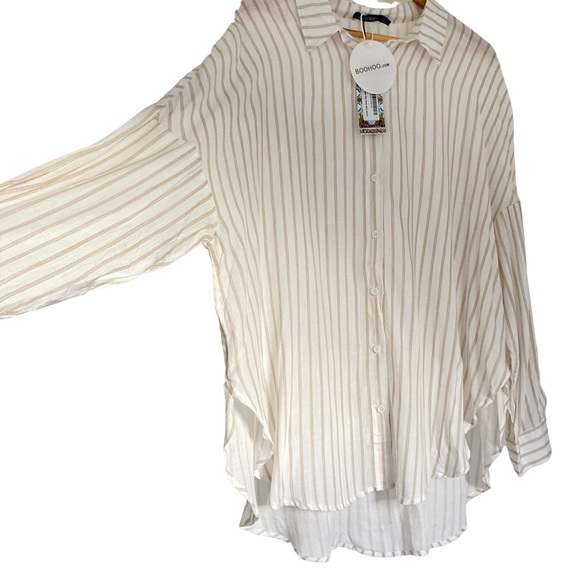 BNWT Plus Size Women stripe Shirt blouse Ladies Baggy Oversized Top Size 16 - Picture 4 of 10